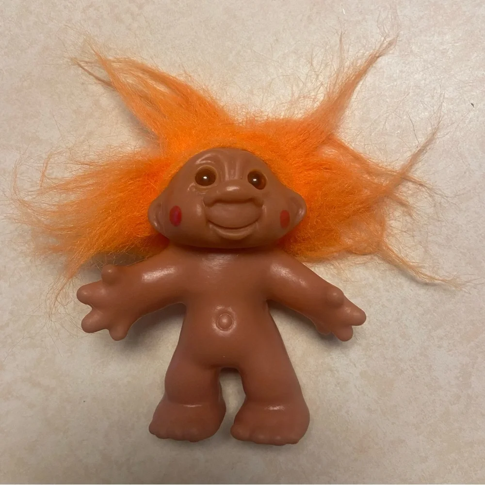 Vintage Troll Doll DAM 1986 Orange Hair 5” Nude No Clothes Ugly Doll Kitchsy